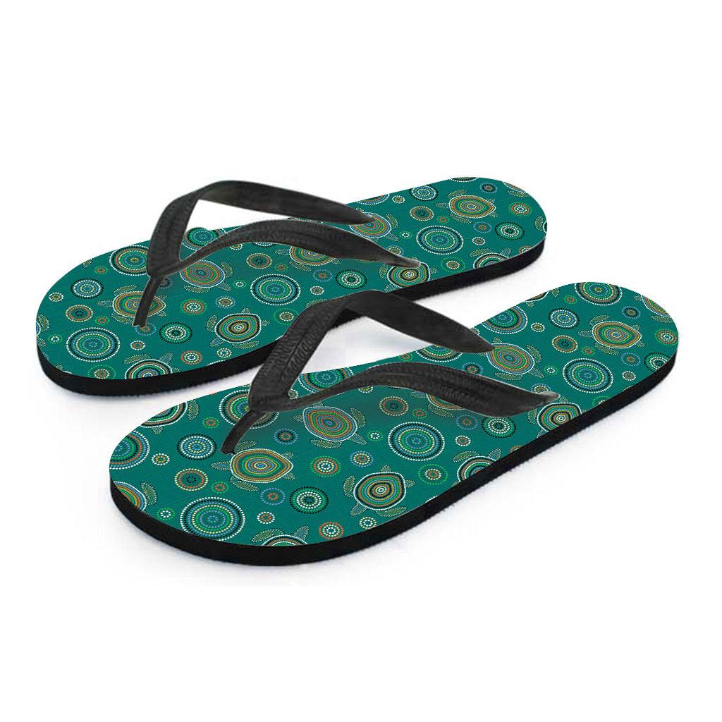 Aboriginal Sea Turtle Pattern Print Flip Flops