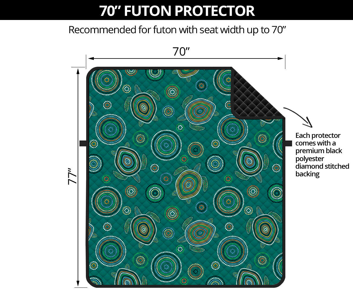 Aboriginal Sea Turtle Pattern Print Futon Protector