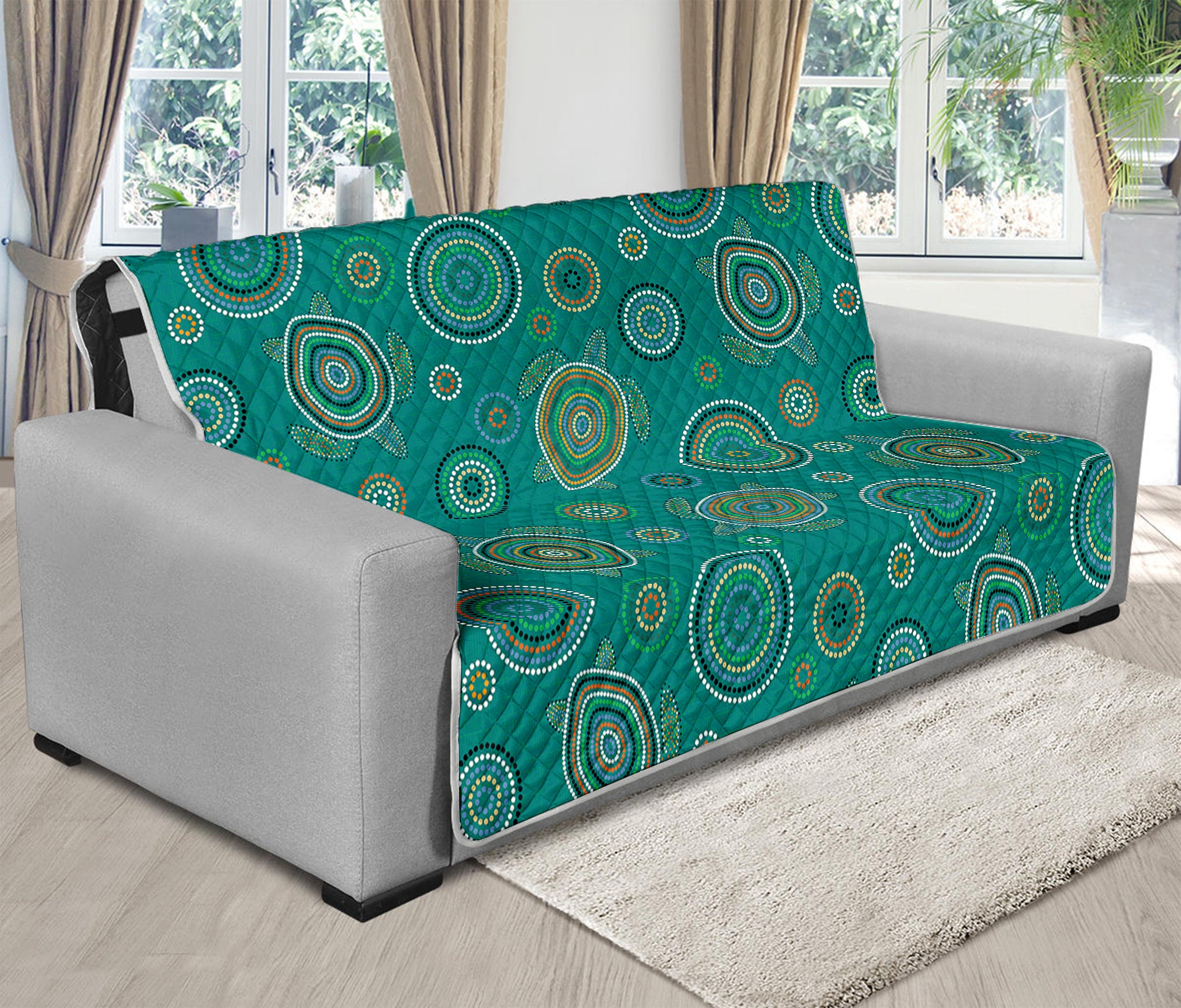 Aboriginal Sea Turtle Pattern Print Futon Protector