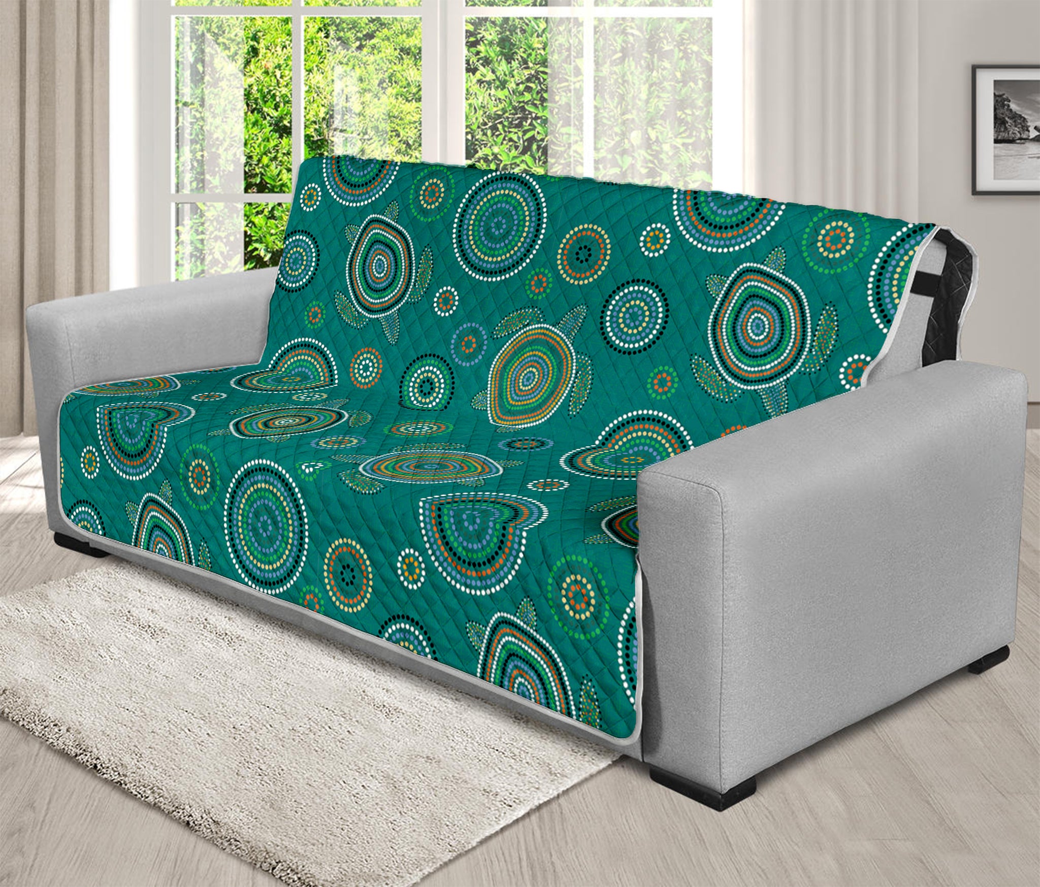 Aboriginal Sea Turtle Pattern Print Futon Protector