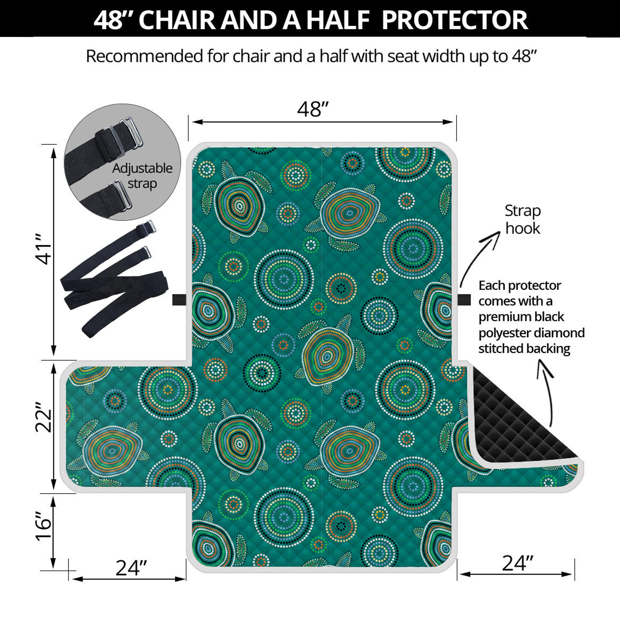 Aboriginal Sea Turtle Pattern Print Half Sofa Protector