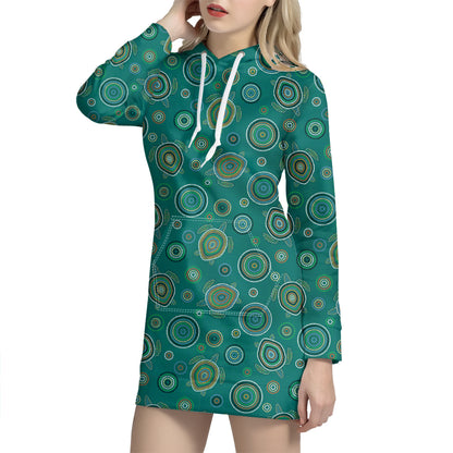 Aboriginal Sea Turtle Pattern Print Hoodie Dress