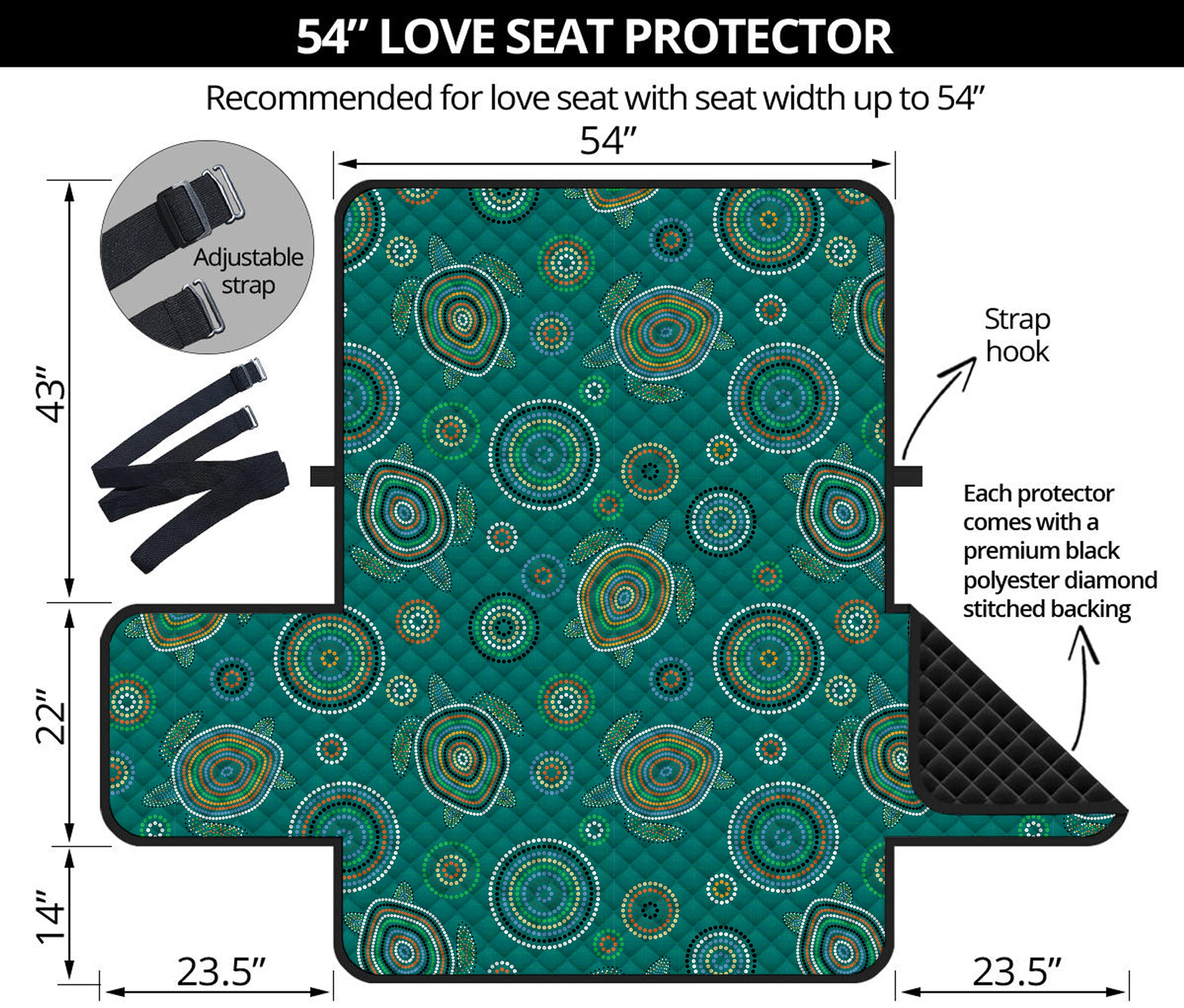 Aboriginal Sea Turtle Pattern Print Loveseat Protector