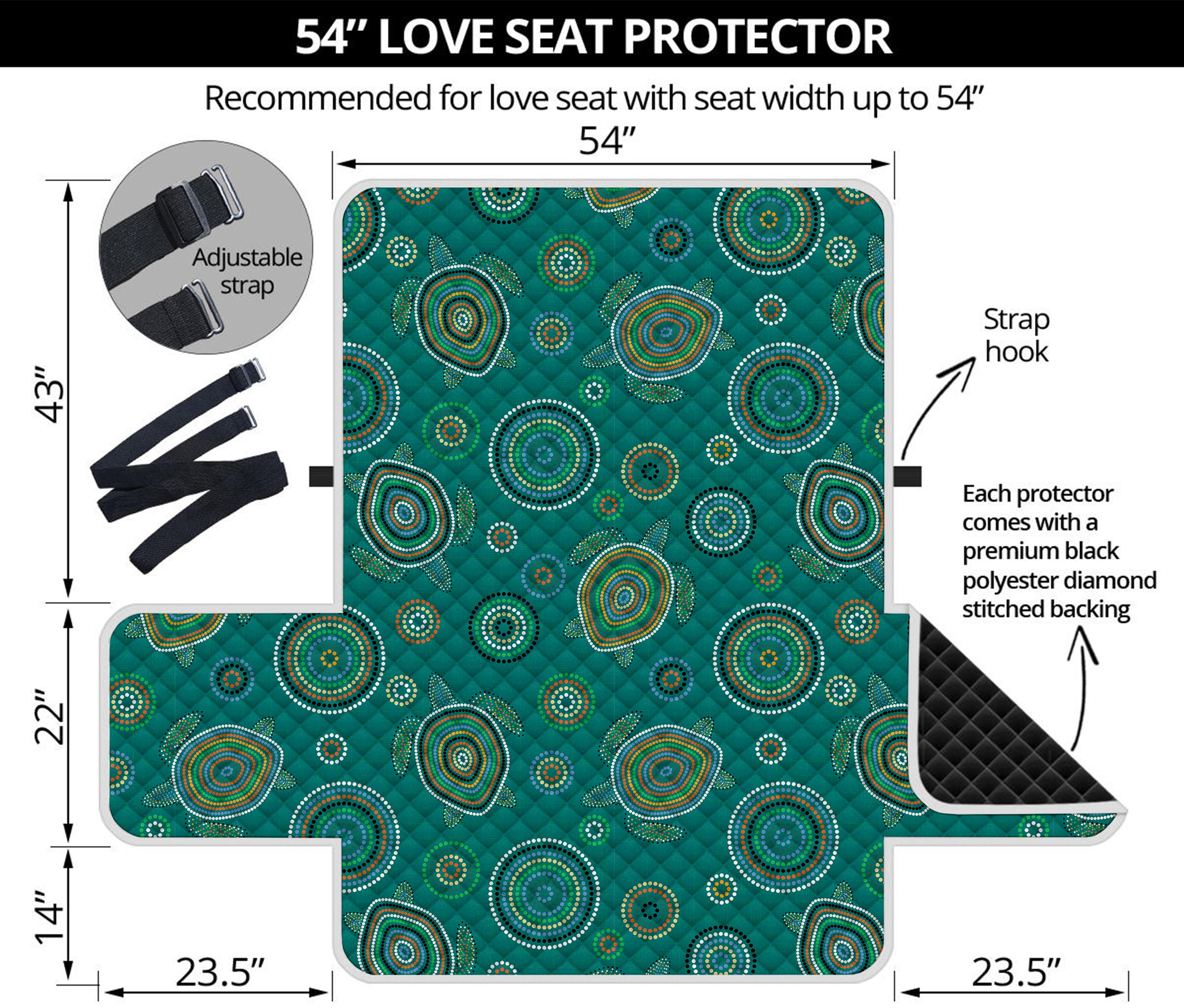 Aboriginal Sea Turtle Pattern Print Loveseat Protector