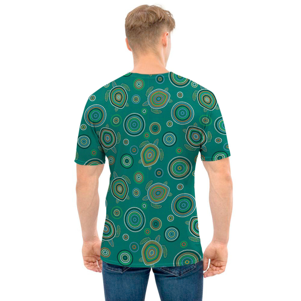 Aboriginal Sea Turtle Pattern Print Men's T-Shirt