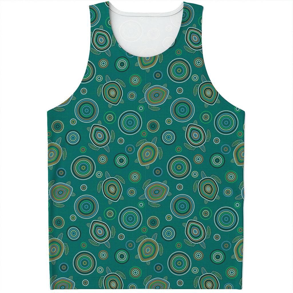 Aboriginal Sea Turtle Pattern Print Men's Tank Top