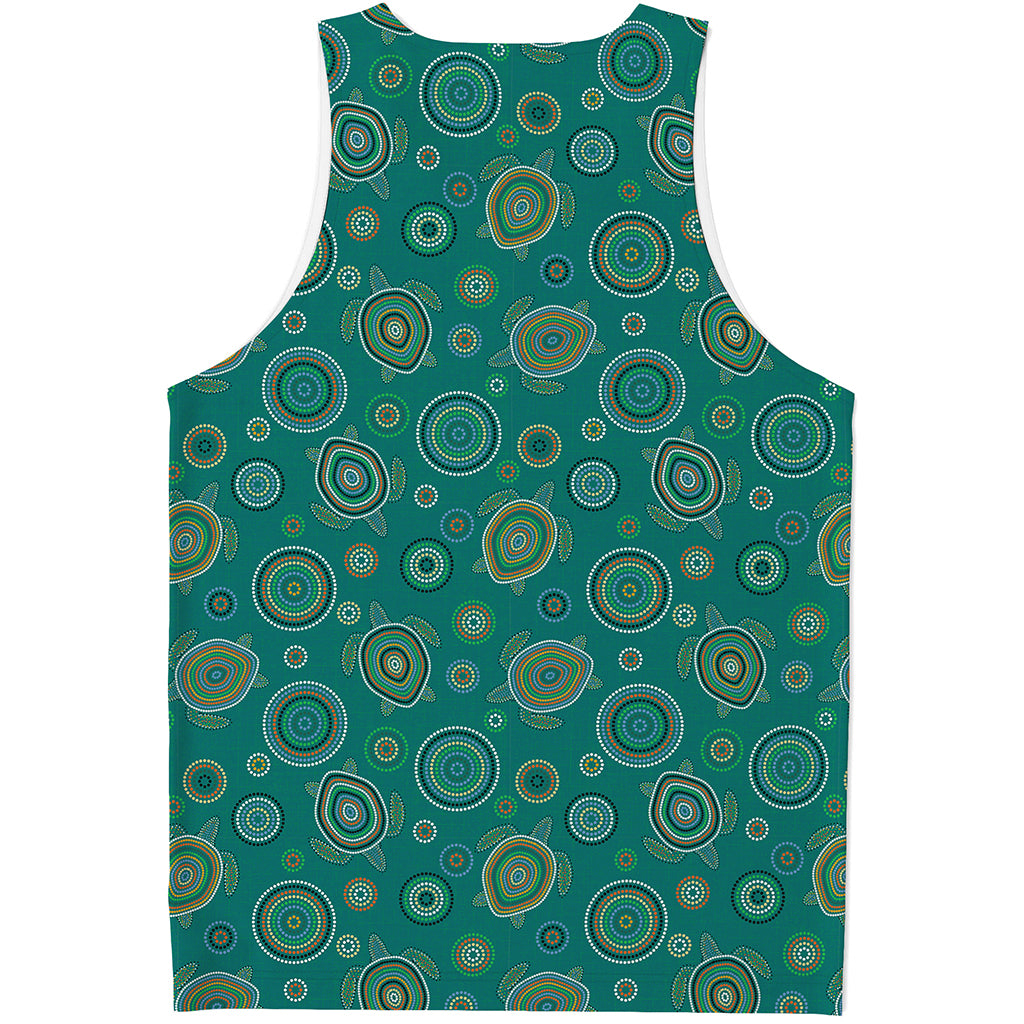 Aboriginal Sea Turtle Pattern Print Men's Tank Top