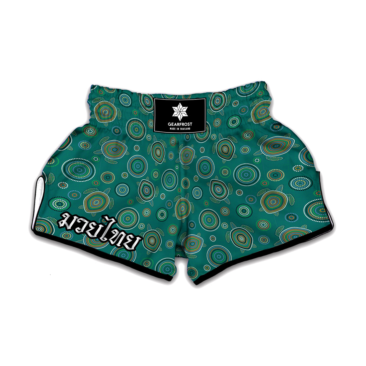 Aboriginal Sea Turtle Pattern Print Muay Thai Boxing Shorts