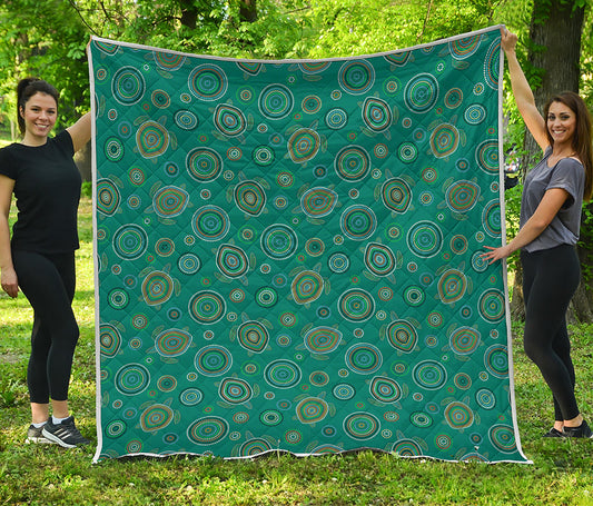 Aboriginal Sea Turtle Pattern Print Quilt