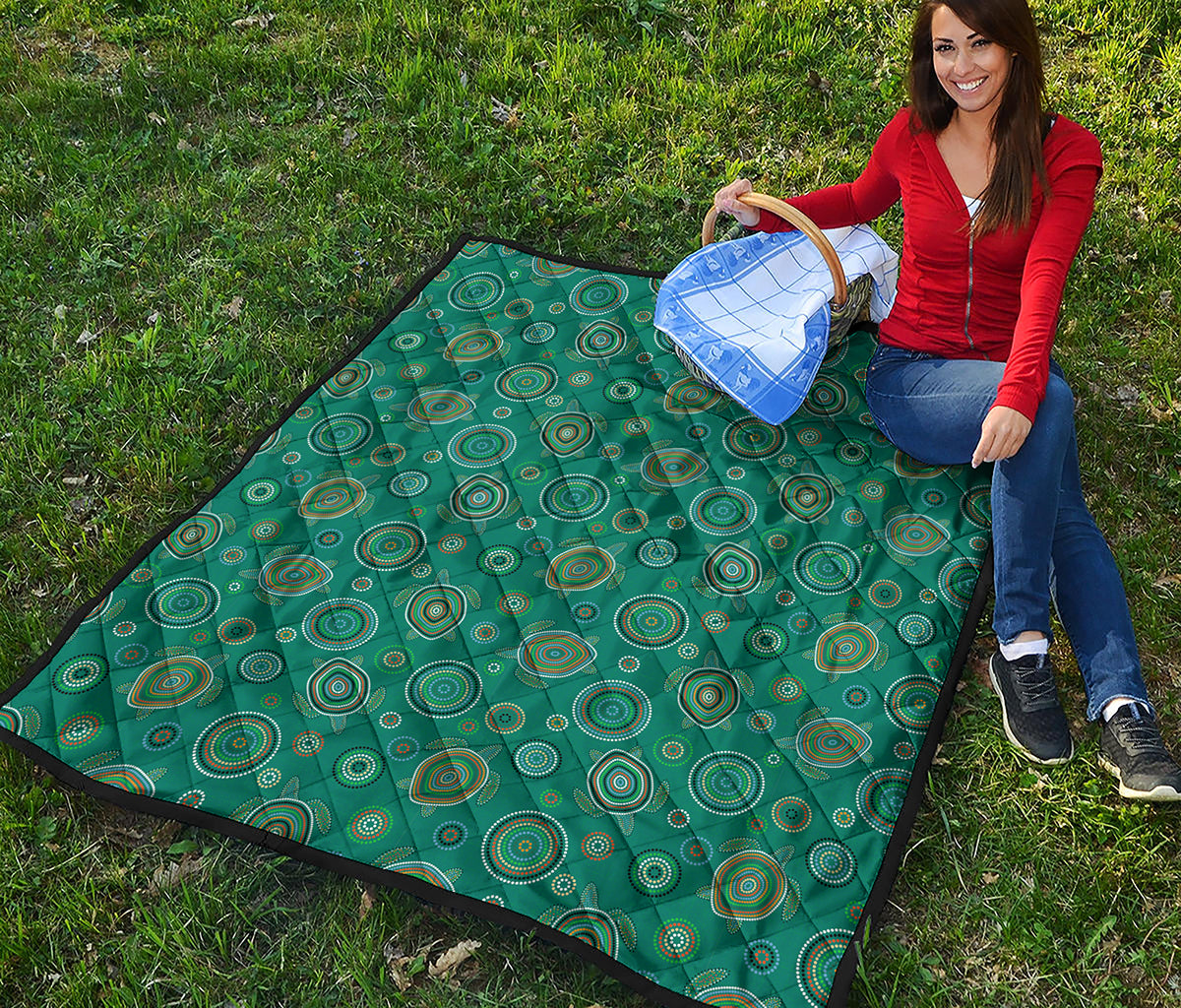 Aboriginal Sea Turtle Pattern Print Quilt