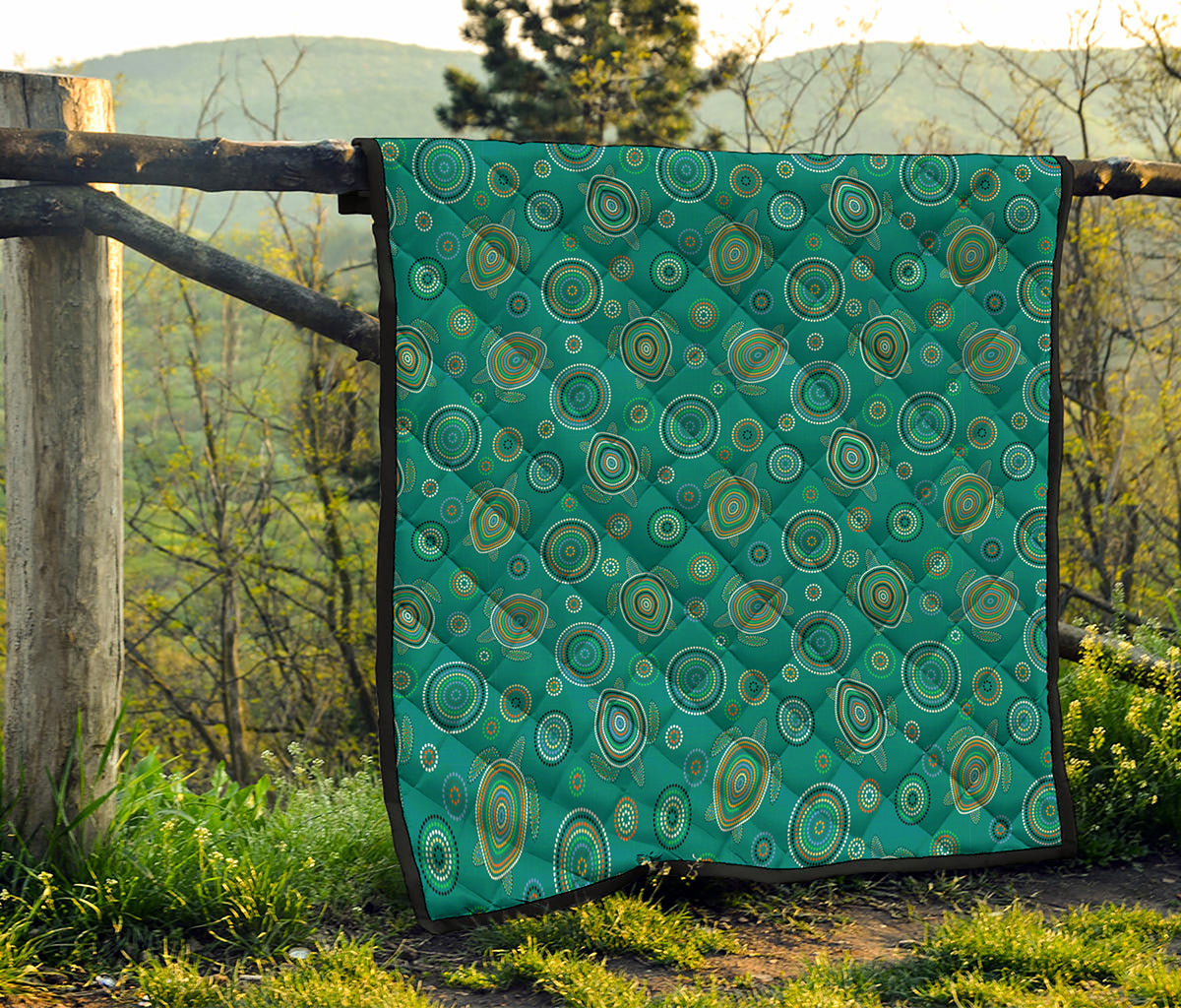 Aboriginal Sea Turtle Pattern Print Quilt