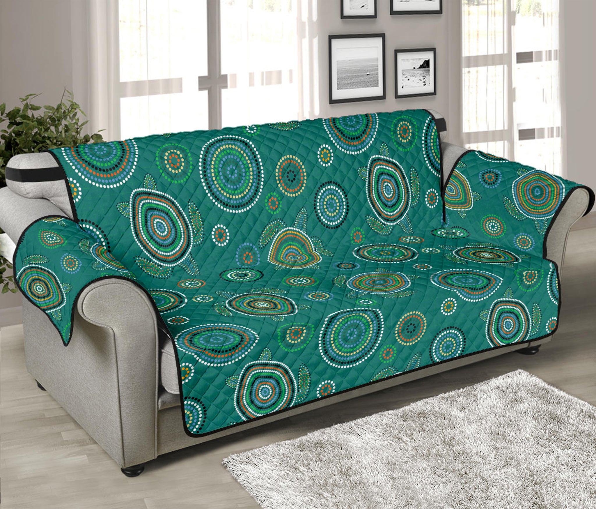 Aboriginal Sea Turtle Pattern Print Sofa Protector