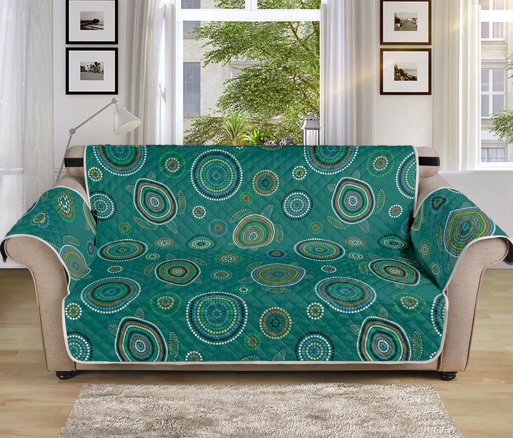 Aboriginal Sea Turtle Pattern Print Sofa Protector