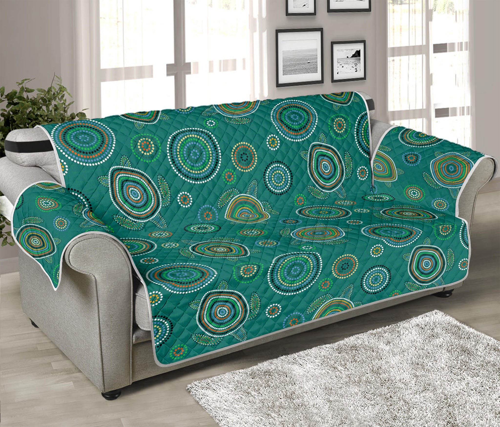 Aboriginal Sea Turtle Pattern Print Sofa Protector