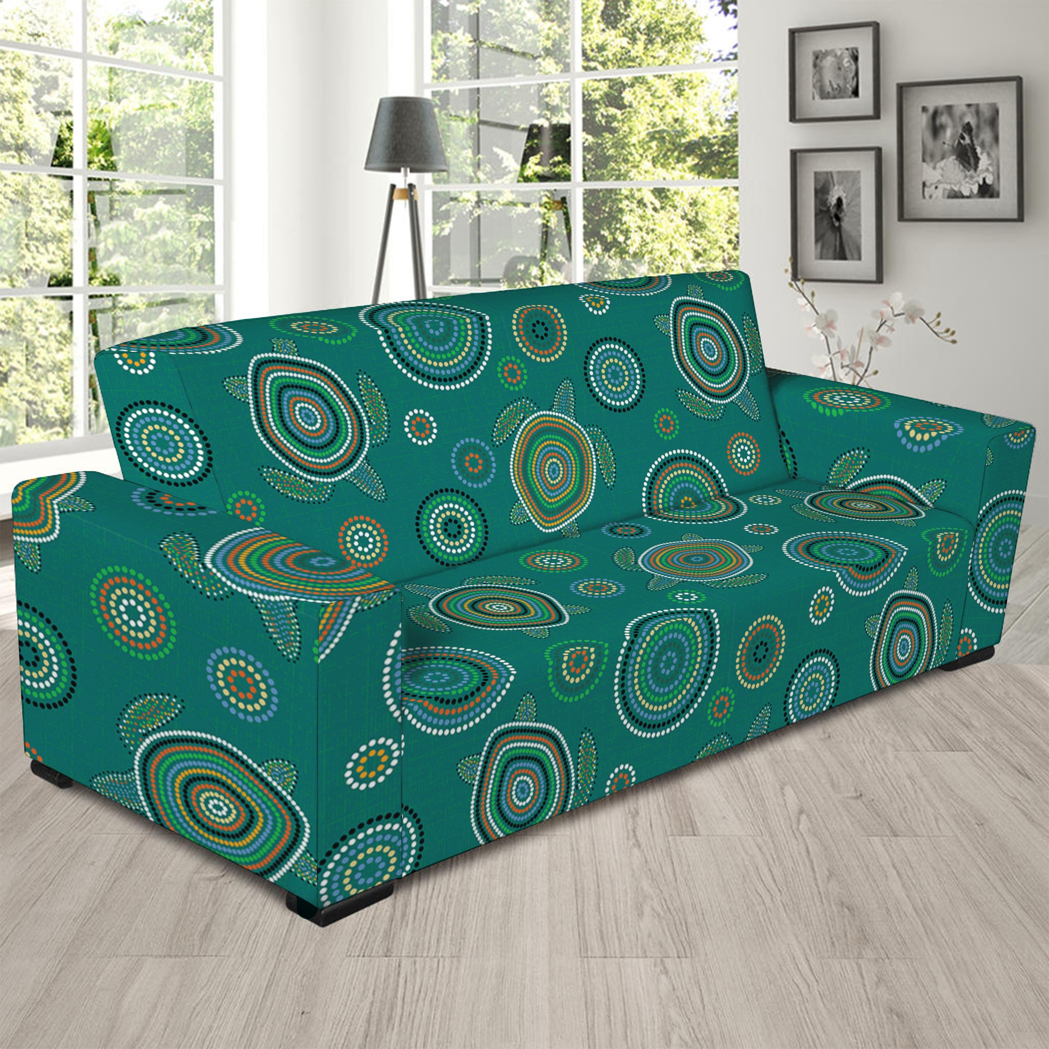 Aboriginal Sea Turtle Pattern Print Sofa Slipcover