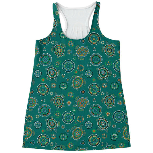 Aboriginal Sea Turtle Pattern Print Women's Racerback Tank Top