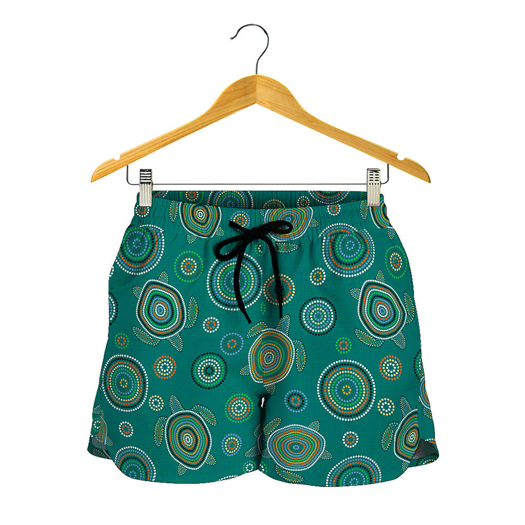 Aboriginal Sea Turtle Pattern Print Women's Shorts