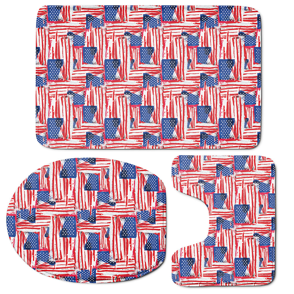 Abstract American Flag Print 3 Piece Bath Mat Set