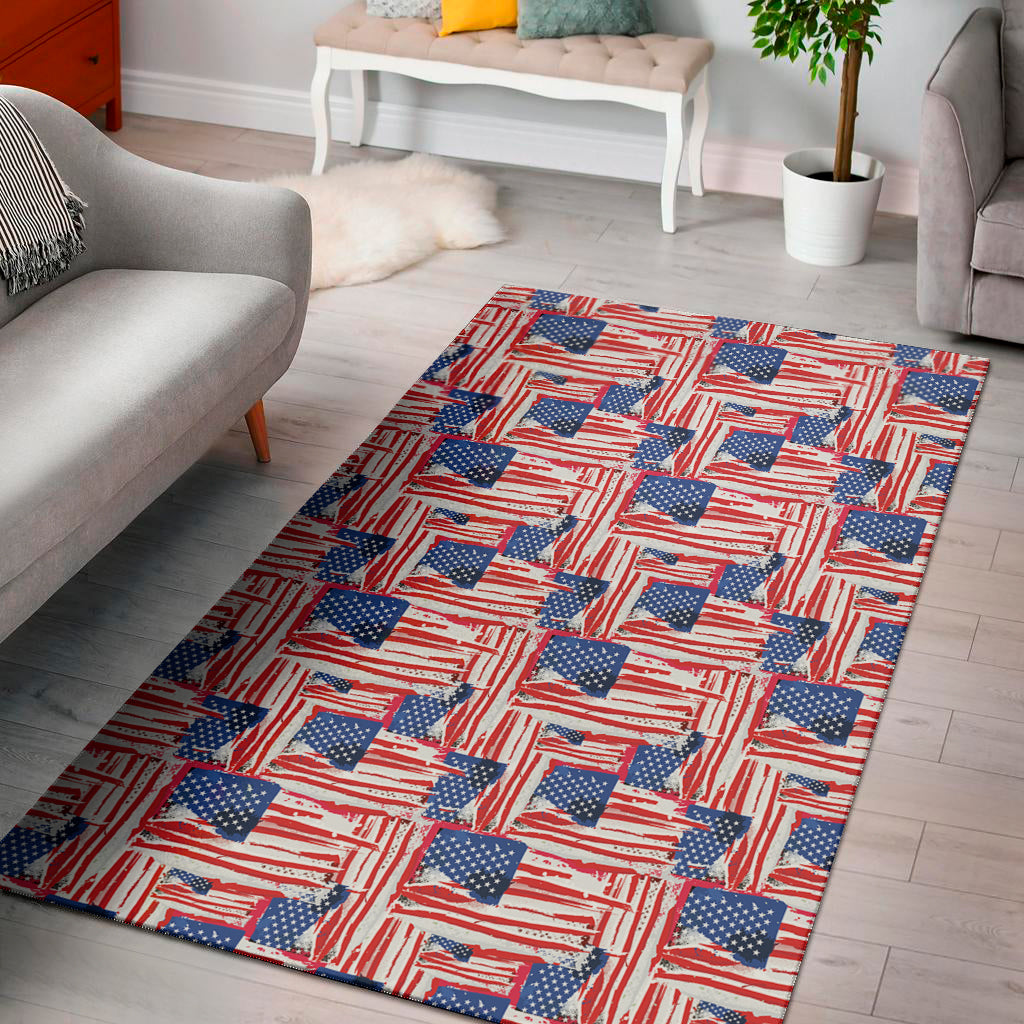 Abstract American Flag Print Area Rug