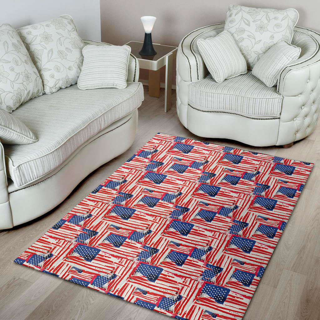 Abstract American Flag Print Area Rug