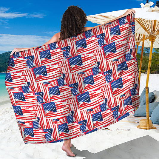Abstract American Flag Print Beach Sarong Wrap