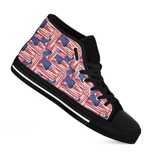 Abstract American Flag Print Black High Top Shoes