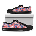 Abstract American Flag Print Black Low Top Sneakers