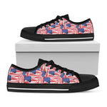 Abstract American Flag Print Black Low Top Shoes