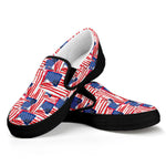 Abstract American Flag Print Black Slip On Shoes