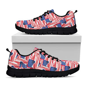 Abstract American Flag Print Black Sneakers