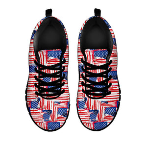 Abstract American Flag Print Black Sneakers