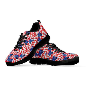 Abstract American Flag Print Black Sneakers