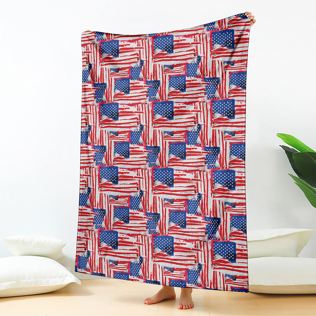 Abstract American Flag Print Blanket