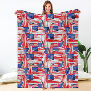 Abstract American Flag Print Blanket