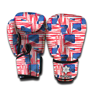 Abstract American Flag Print Boxing Gloves