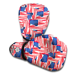 Abstract American Flag Print Boxing Gloves