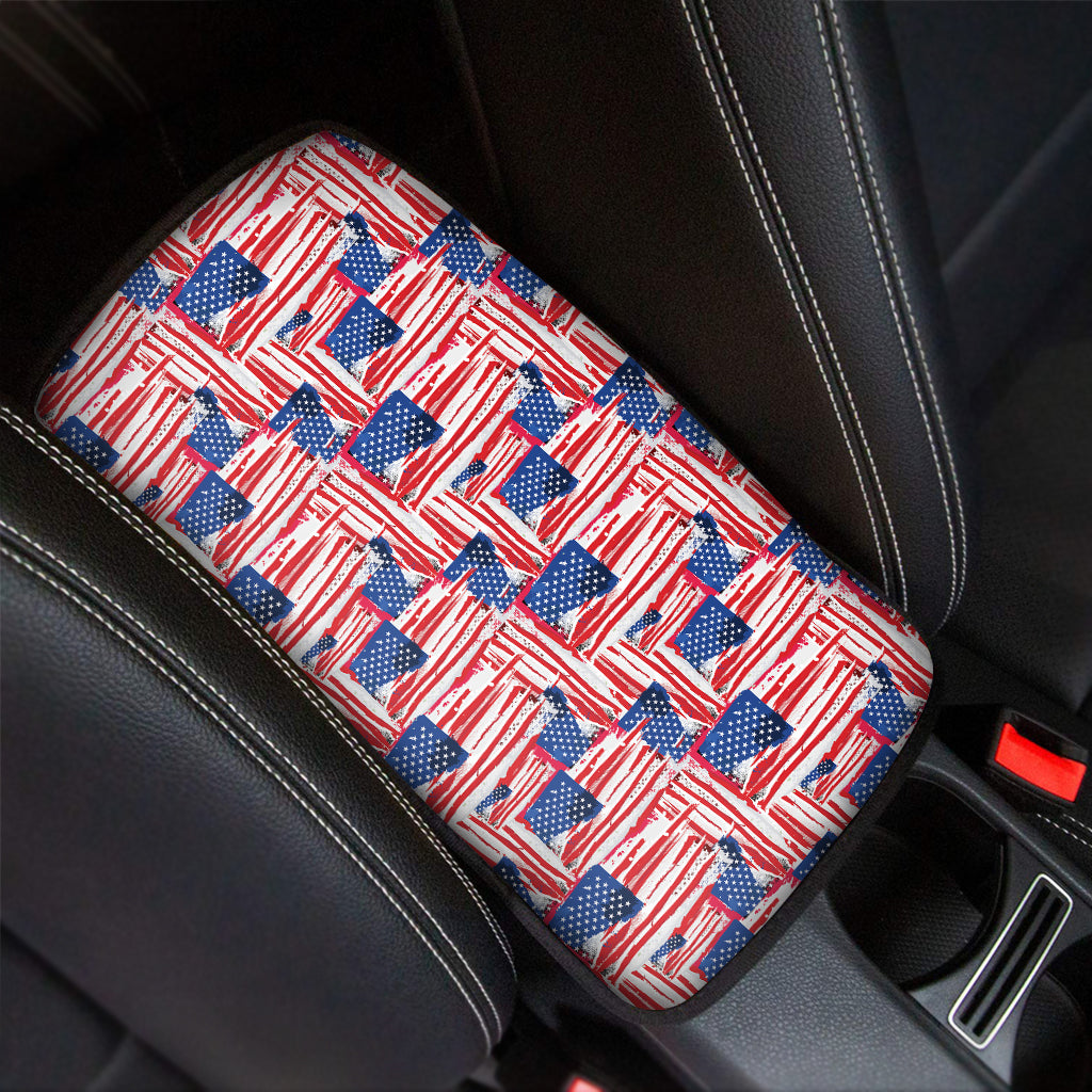 Abstract American Flag Print Car Center Console Cover