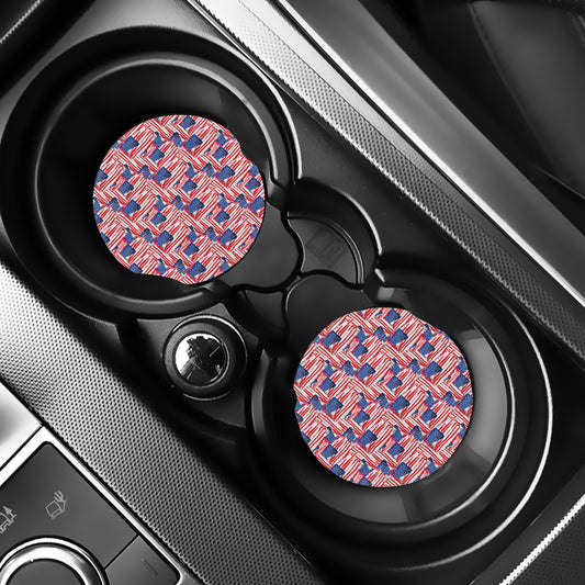 Abstract American Flag Print Car Coasters