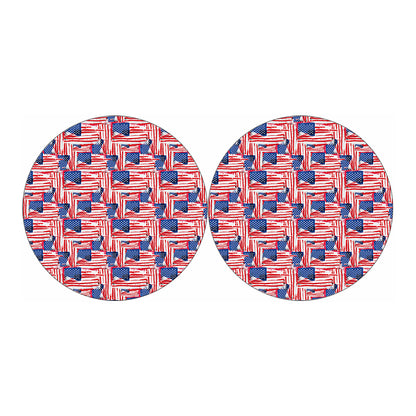 Abstract American Flag Print Car Coasters