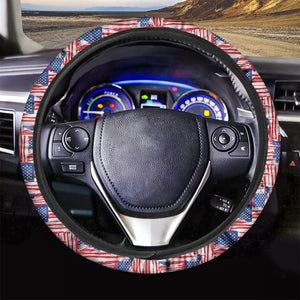 Abstract American Flag Print Car Steering Wheel Cover