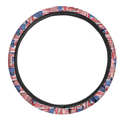 Abstract American Flag Print Car Steering Wheel Cover