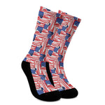 Abstract American Flag Print Crew Socks