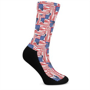 Abstract American Flag Print Crew Socks