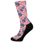 Abstract American Flag Print Crew Socks