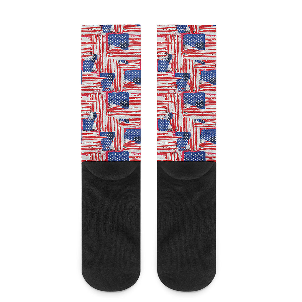 Abstract American Flag Print Crew Socks