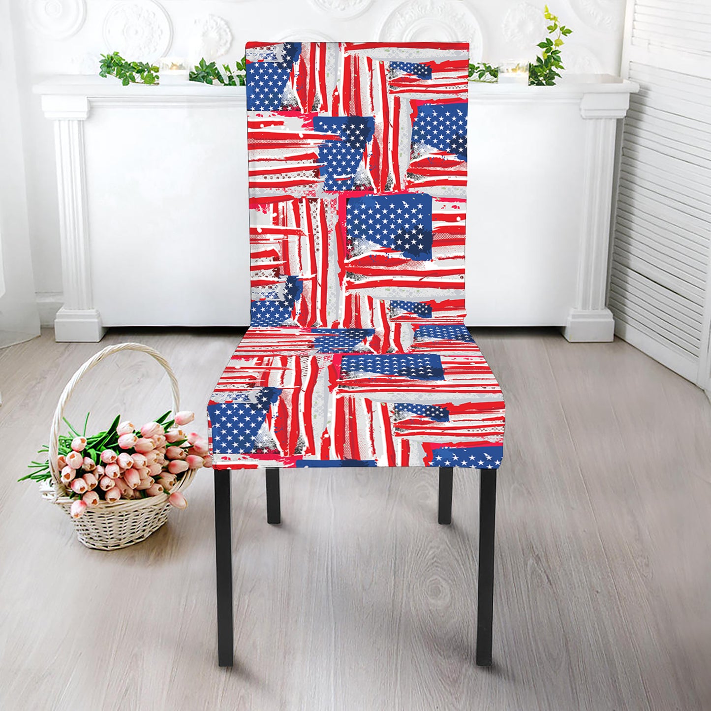 Abstract American Flag Print Dining Chair Slipcover