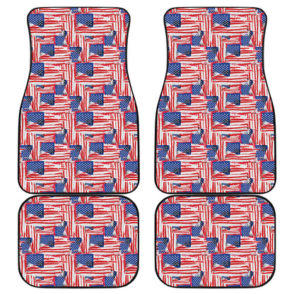 Abstract American Flag Print Front and Back Car Floor Mats