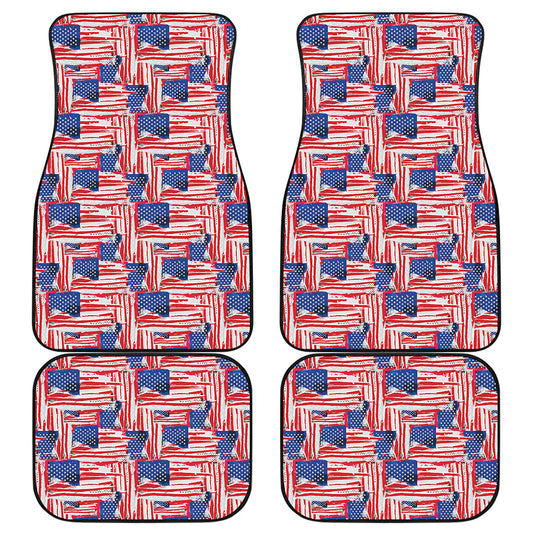 Abstract American Flag Print Front and Back Car Floor Mats