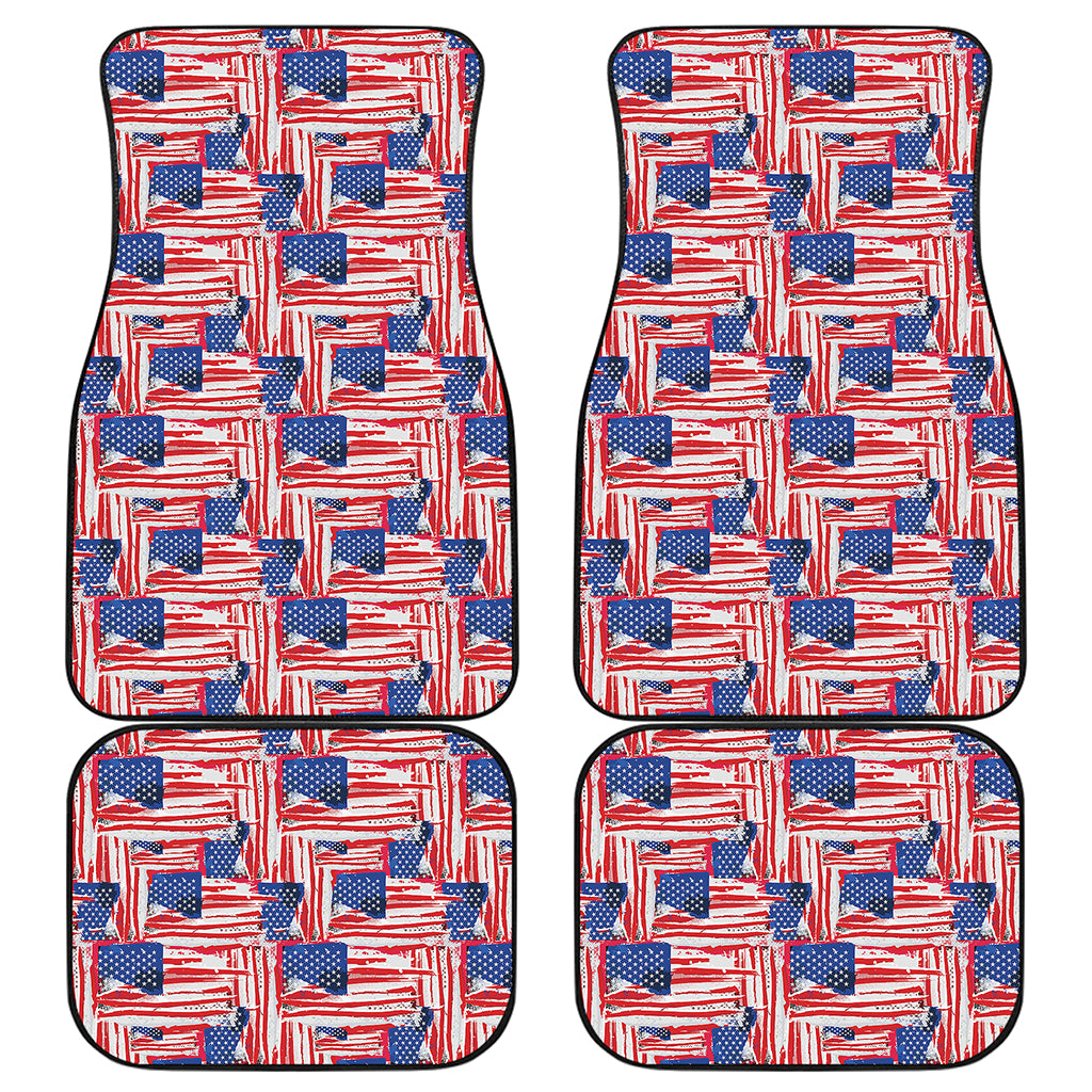 Abstract American Flag Print Front and Back Car Floor Mats