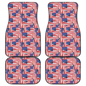 Abstract American Flag Print Front and Back Car Floor Mats